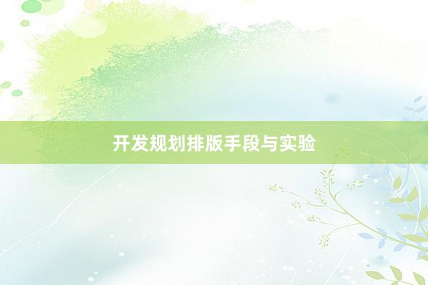 开发规划排版手段与实验
